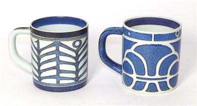 Lot 211 - A Royal Copenhagen year mug with silver disc to base and a Vienna porcelain example (2)