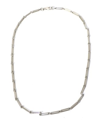 Lot 267 - A 9 carat white gold fancy link chain necklace, length 46.5cm