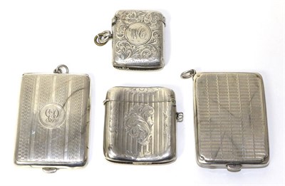 Lot 274 - Two silver vesta cases and two silver match box holders