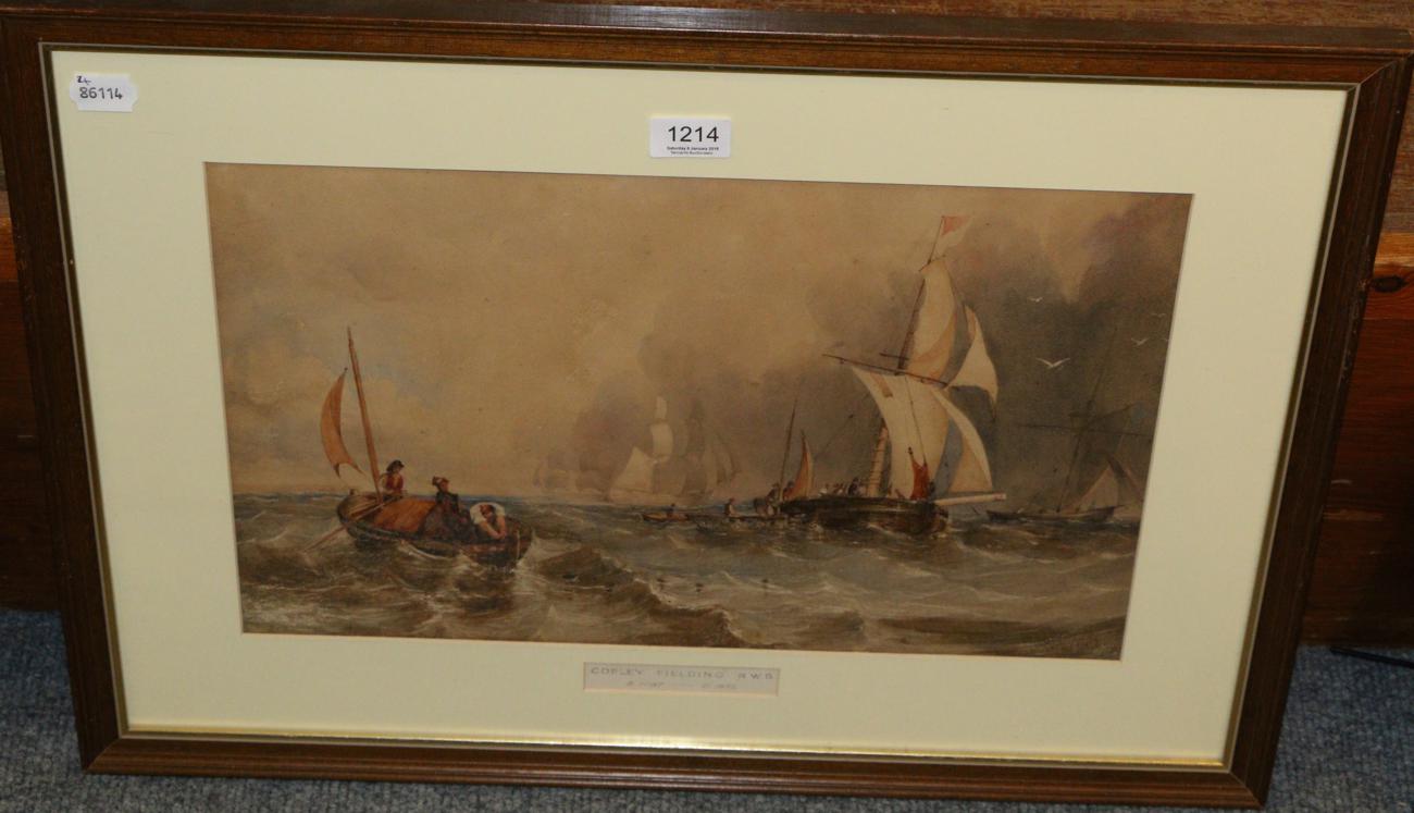 Lot 1214 - Copley Fielding, sailing boats in choppy water, signed and dates 1851, watercolour on paper,...