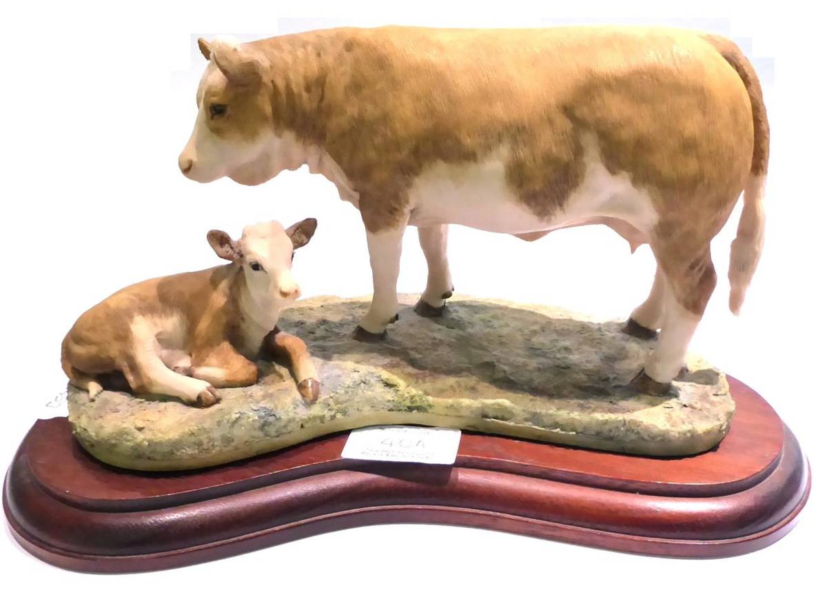 Lot 40 - Border Fine Arts 'Simmental Cow and Calf', model No. L21 by Anne Wall, limited edition 223/850,...
