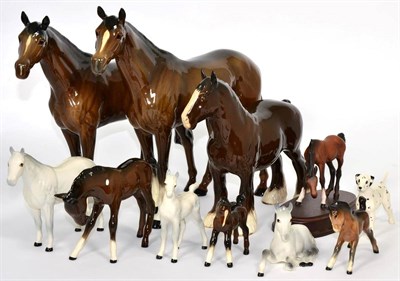 Lot 5 - Beswick racehorse (large), bay gloss; another; various other Beswick and Royal Doulton models...