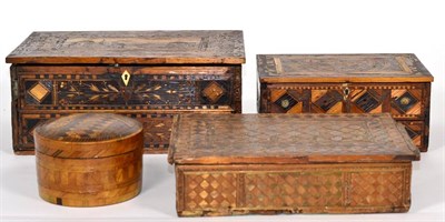 Lot 26 - Four 19th century straw work boxes