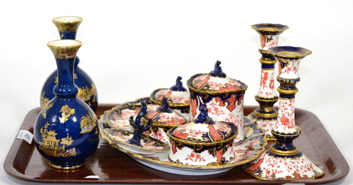 Lot 45 - A group of 19th century Royal Crown Derby Imari wares, together with a pair of Carlton Ware...