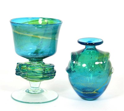 Lot 47 - Mdina glass, a goblet and vase, each signed to base (2)