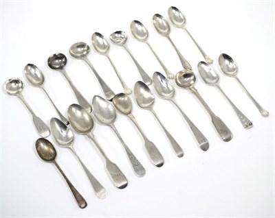 Lot 61 - A group of 18th century and later tea and other spoons, including a Channel Islands engraved...