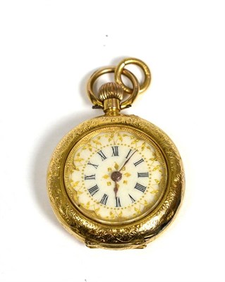 Lot 79 - A lady's fob watch, case stamped 14k