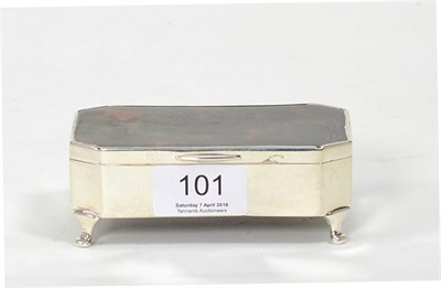 Lot 101 - A silver and tortoiseshell trinket or jewellery box, Walker & Hall, Birmingham 1902,...