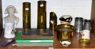 Lot 156 - A collection of militaria including trench art, Doulton character jug, Monty, assorted books,...
