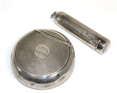 Lot 166 - A late Victorian silver squeeze action snuff or tobacco box, Birmingham, 1900; and a silver cheroot