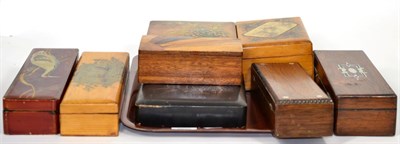 Lot 186 - Eight various Victorian boxes, including glove boxes
