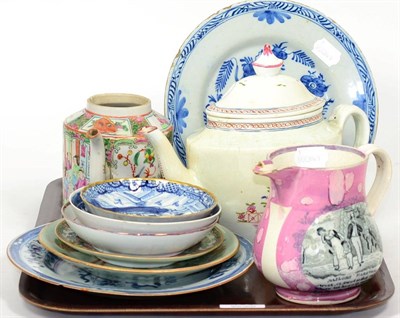 Lot 196 - Assorted European and Oriental ceramics including Delft plates; Chinese export wares;...