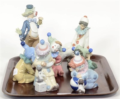 Lot 199 - Seven Lladro and Nao Clown figures