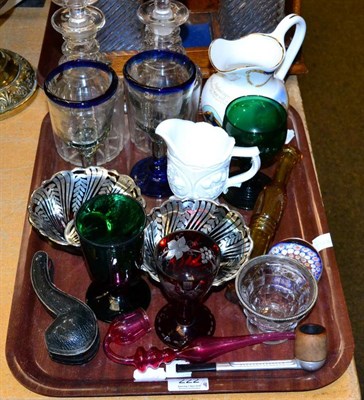 Lot 222 - A group of 19th century and later glass including decanters