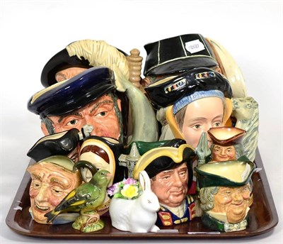 Lot 229 - A collection of Royal Doulton character jugs, including Anne of Cleves, D6653; Captain Ahab, D6500