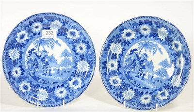 Lot 232 - A pair of John Rogers pearlware plates, each printed in underglaze blue with the Zebra pattern,...