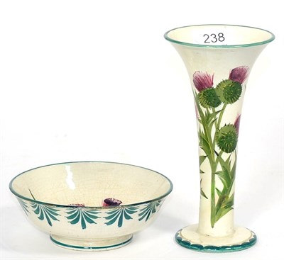 Lot 238 - A Wemyss Thistle decorated vase and a Wemyss Thistle bowl