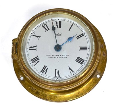 Lot 240 - A Sestrel brass cased bulkhead type ship's clock