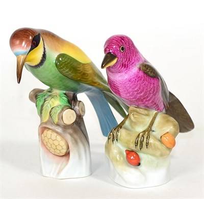 Lot 241 - Two Herend porcelain models of birds