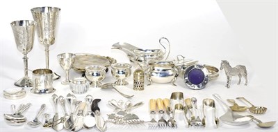 Lot 254 - Assorted silver and silver plated wares, including a silver twin-handled sucrier, Birmingham,...