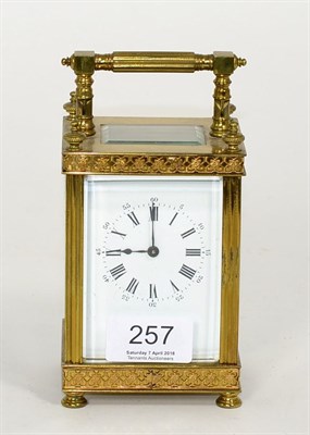 Lot 257 - A brass carriage timepiece