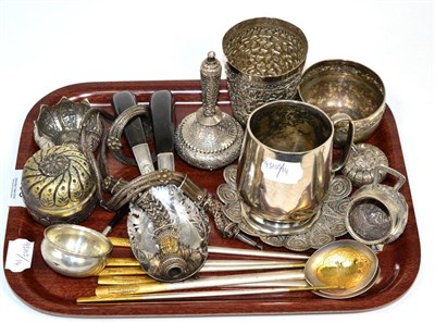 Lot 286 - A group of Middle and Far Eastern white metal items, including an Indian beaker; and indian...