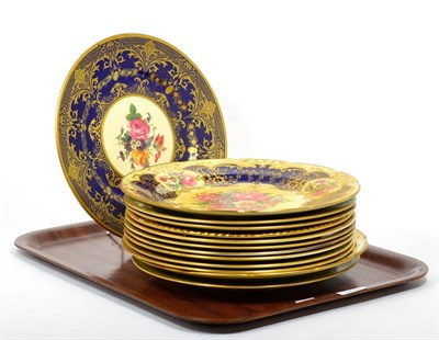 Lot 296 - Thirteen assorted floral printed cabinet plates by Aynsley, Crown Staffordshire and others