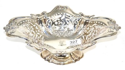 Lot 327 - An Edwardian Art Nouveau pierced silver oval footed basket, Chester, 1905, 29cm wide