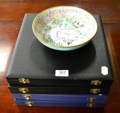 Lot 357 - Four boxed Spode cathedral plates together with a 20th century Chinese enamel dish (5)