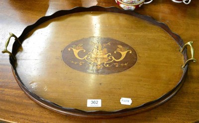 Lot 362 - An Edwardian mahogany and inlaid two handled gallery tray