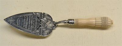 Lot 378 - A Victorian silver presentation trowel, Walker & Hall (John Edward Bingham), Sheffield 1887,...