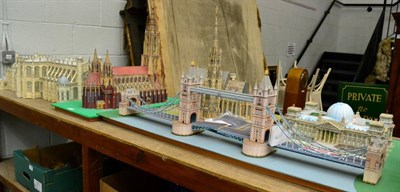 Lot 1000 - Five card architectural models including Tower Bridge, Reichstag, Koln Cathedral and two...