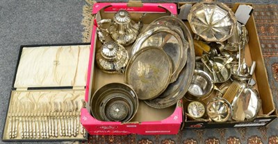 Lot 1009 - An Elkington electroplated teapot and coffee pot; together with a group of further silver plate...