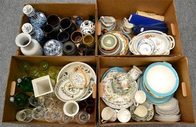 Lot 1024 - A large quantity including a Meissen plate; a pair of Delftware vases; Portmeirion pottery;...