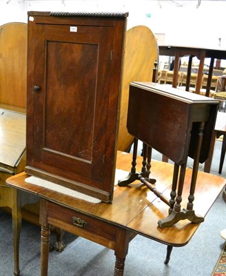 Lot 1061 - A small mahogany Sutherland table; a mahogany hanging corner cupboard and a small 20th century...