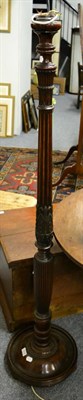 Lot 1078 - An early 20th century carved mahogany standard lamp; an Edwardian mahogany and satinwood banded...