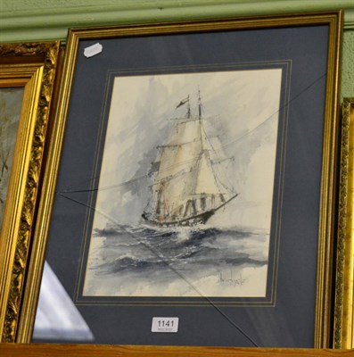 Lot 1141 - Ben Maile, Clipper ship at sea, signed, mixed media