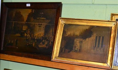 Lot 1153 - Two framed oil on board Middle Eastern scenes