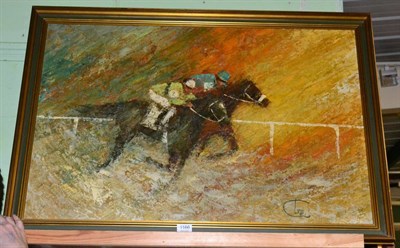 Lot 1166 - G.Lucas, study of race horses, oil on canvas, signed