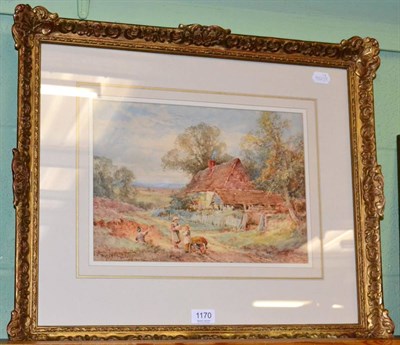 Lot 1170 - A gilt framed watercolour by H J Sylvester Stannard, Playing in the Lane, signed, no 3614 in...