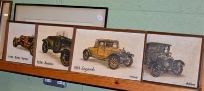 Lot 1173 - Arthur Delaney (1927-1987) ";1919 Singer";; ";1922 Lagonda";; ";1926 Amilcar"; ";1935 Aston...