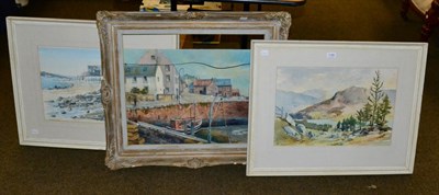 Lot 1180 - M Holmes Pickup (19th/20th century) Harbour scene, oil on board, together with a watercolour...