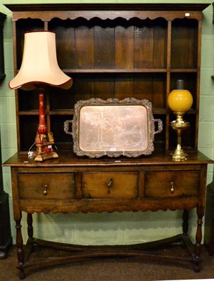 Lot 1192 - A 19th century oak dresser, labelled Newcastle