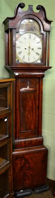 Lot 1204 - A Victorian mahogany eight day longcase clock the painted arch dial encompassing two subsidiary...