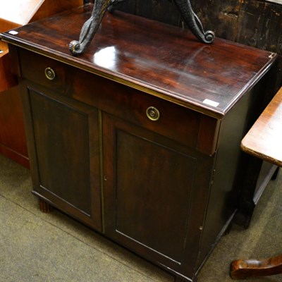 Lot 1222 - A mahogany side cabinet with single drawer over a pair of cupboard doors