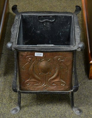 Lot 1235 - An Art Nouveau square copper coal bin