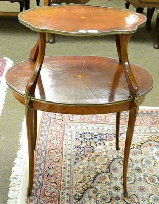 Lot 1243 - A French mahogany two-tier etagere, gilt mounts, 87cm high