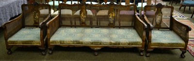 Lot 1271 - A Chinoiserie three piece bergere suite