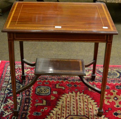 Lot 1277 - A cross banded and line inlaid rectangular mahogany occasional table