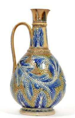 Lot 23 - Arthur Bolton Barlow (1845-1879) A Doulton Lambeth Stoneware Jug, with incised leaves and...